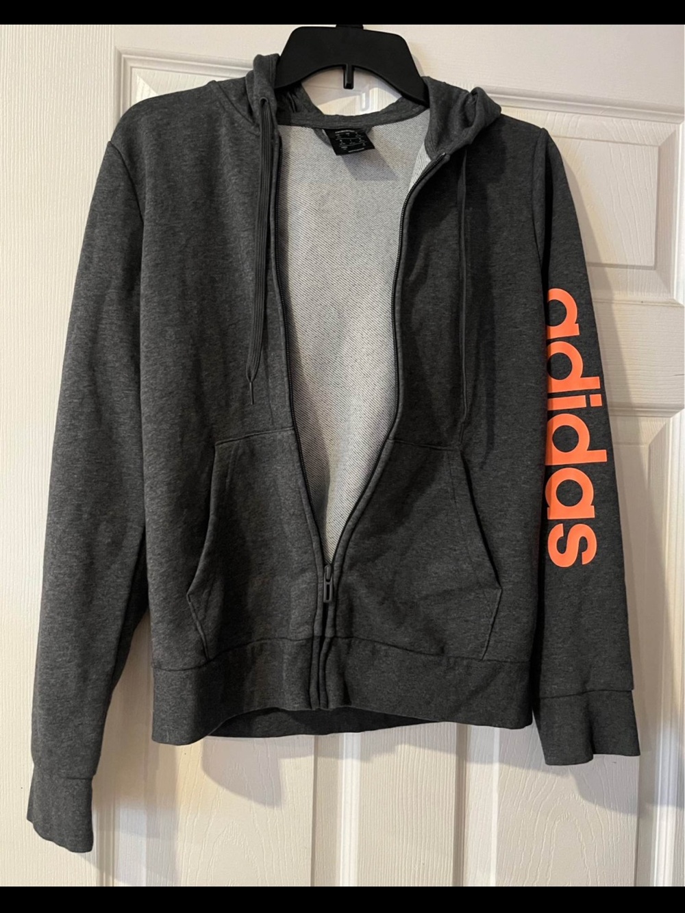 adidas Dark Gray Zip Hoodie with Subtle Heather - Picture 2 of 4